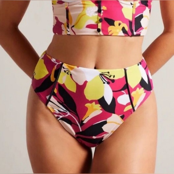 Ted Baker Marthya High Waisted Floral Bikini Bottom Swimwear - Picture 1 of 10